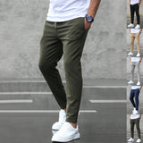 Men's Casual Drawstring Trousers With Pockets Fashion Slim Fit  Skinny Pencil Pants Clothing