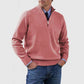 Men's Stand Collar Zipper Sweater Winter Fashion Solid Color Long Sleeve Knitted Top Clothing