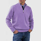 Men's Stand Collar Zipper Sweater Winter Fashion Solid Color Long Sleeve Knitted Top Clothing